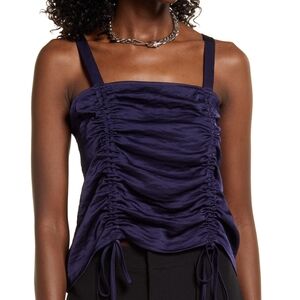 Open Edit Nordstrom Satin Tie Ruched Cami